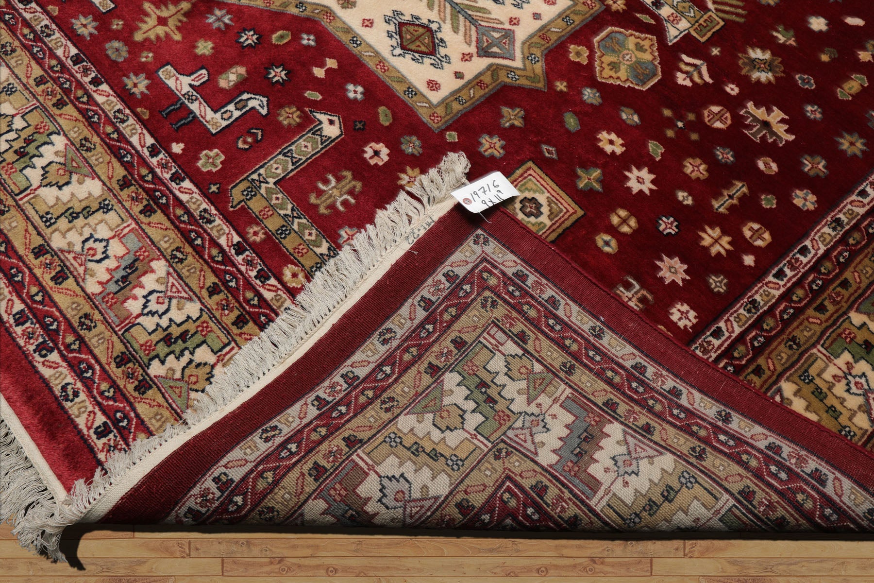 9x12 Burgundy, Ivory, Green Color Hand Knotted Shirvan New Zealand Wool Traditional  Oriental Rug