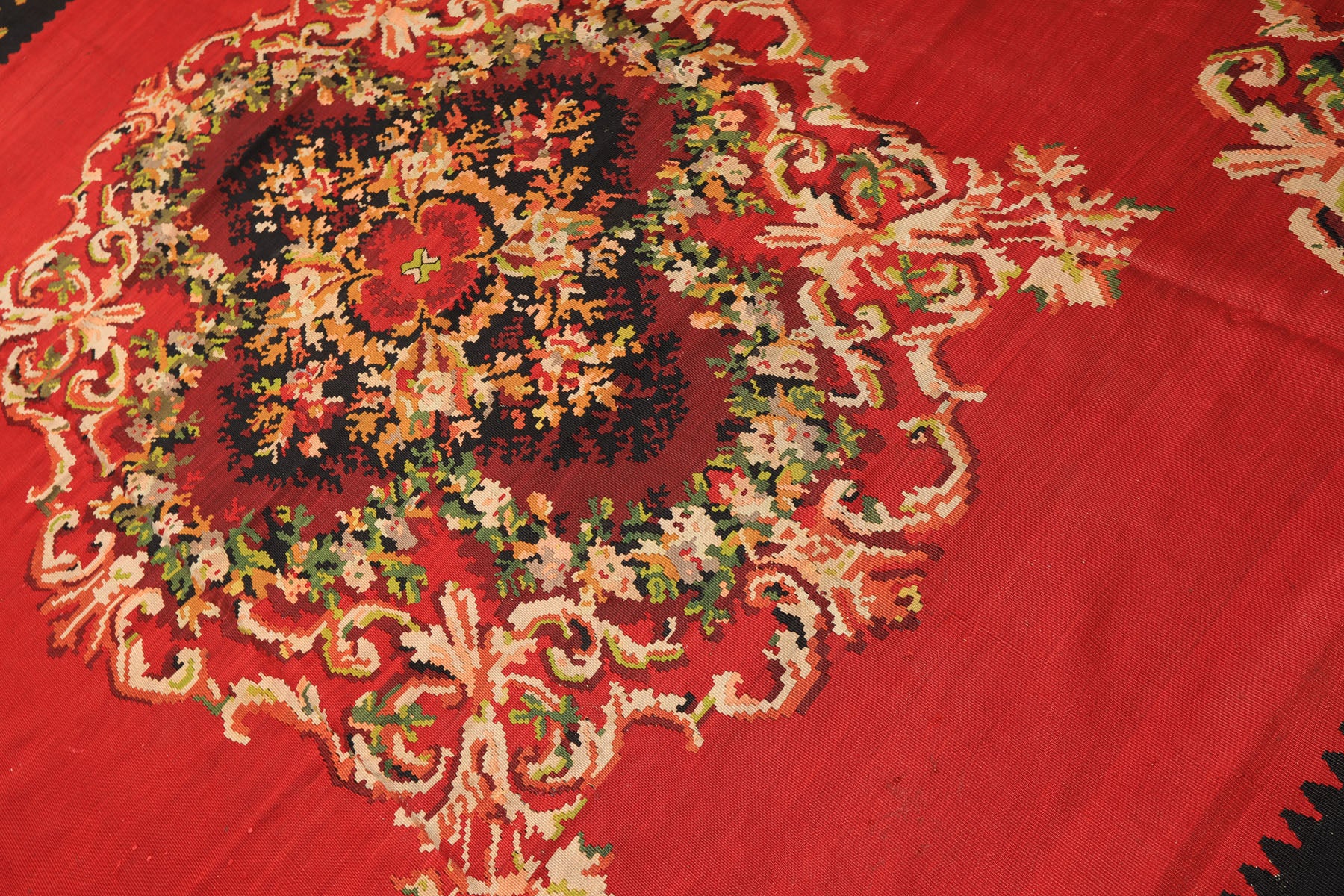 9x12 Red, Charcoal, Maroon Color Hand Woven Turkish Kilim Wool Traditional Oriental Rug