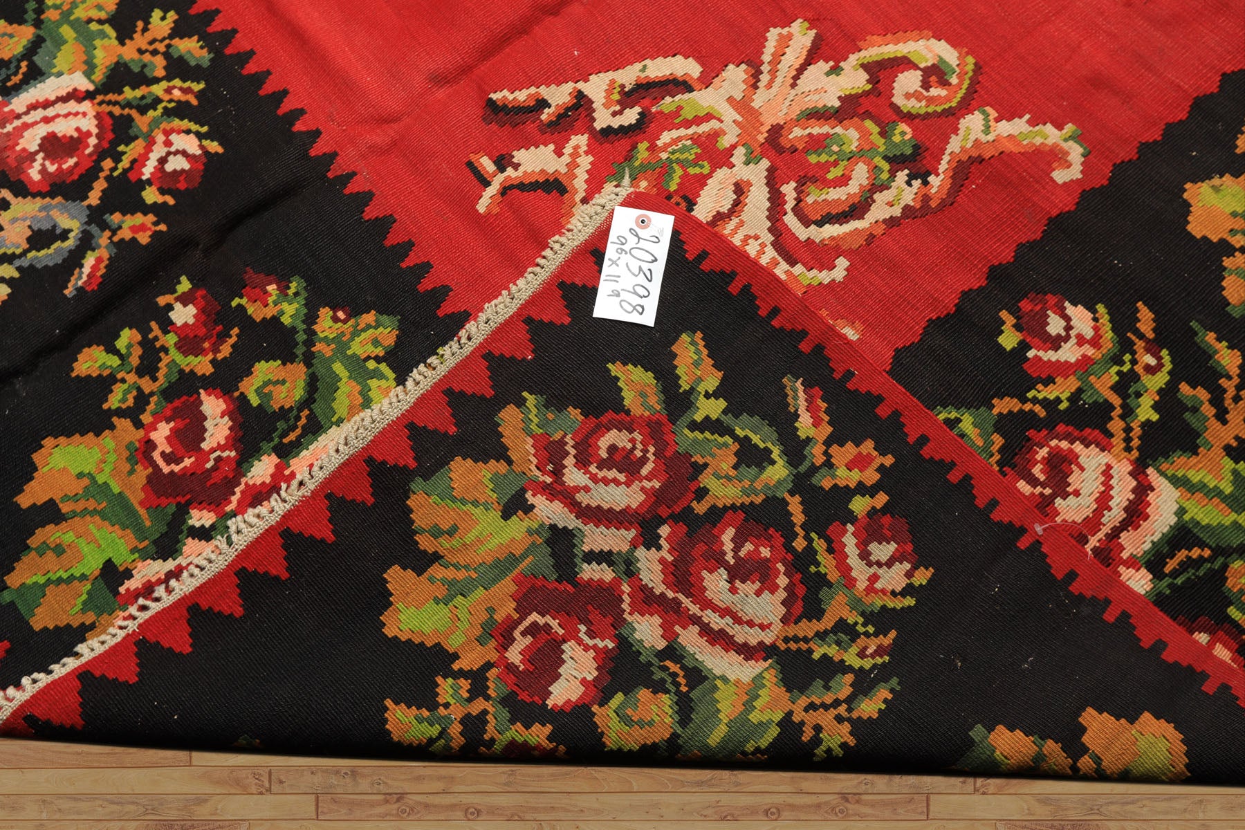 9x12 Red, Charcoal, Maroon Color Hand Woven Turkish Kilim Wool Traditional Oriental Rug