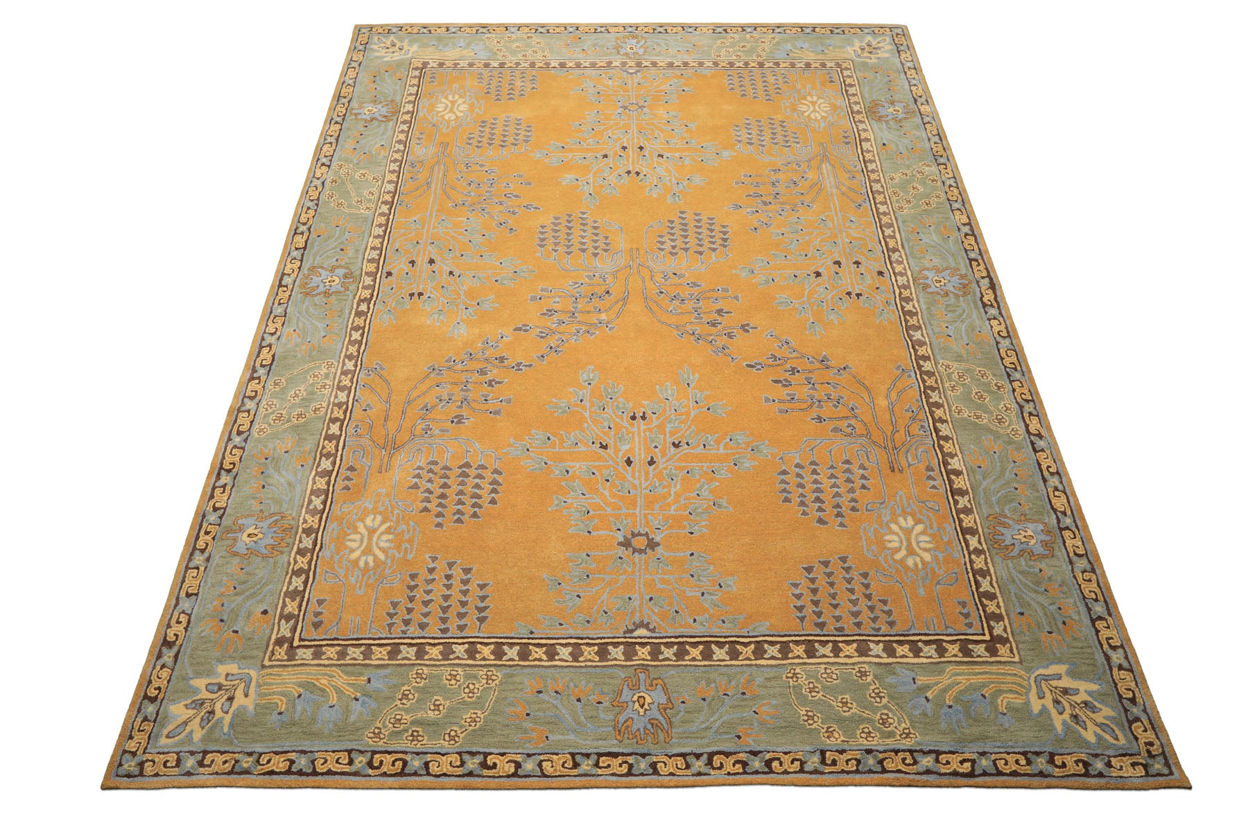 Multi Size Gold Brown Taupe Color Hand Tufted Donegal Wool Arts & Crafts/Mission Oriental Rug