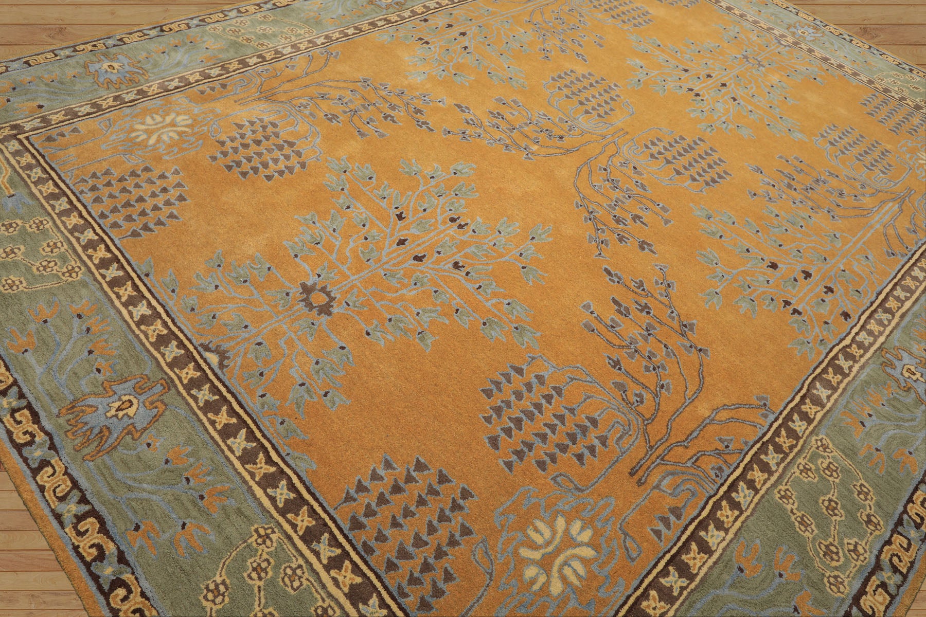 Multi Size Gold Brown Taupe Color Hand Tufted Donegal Wool Arts & Crafts/Mission Oriental Rug