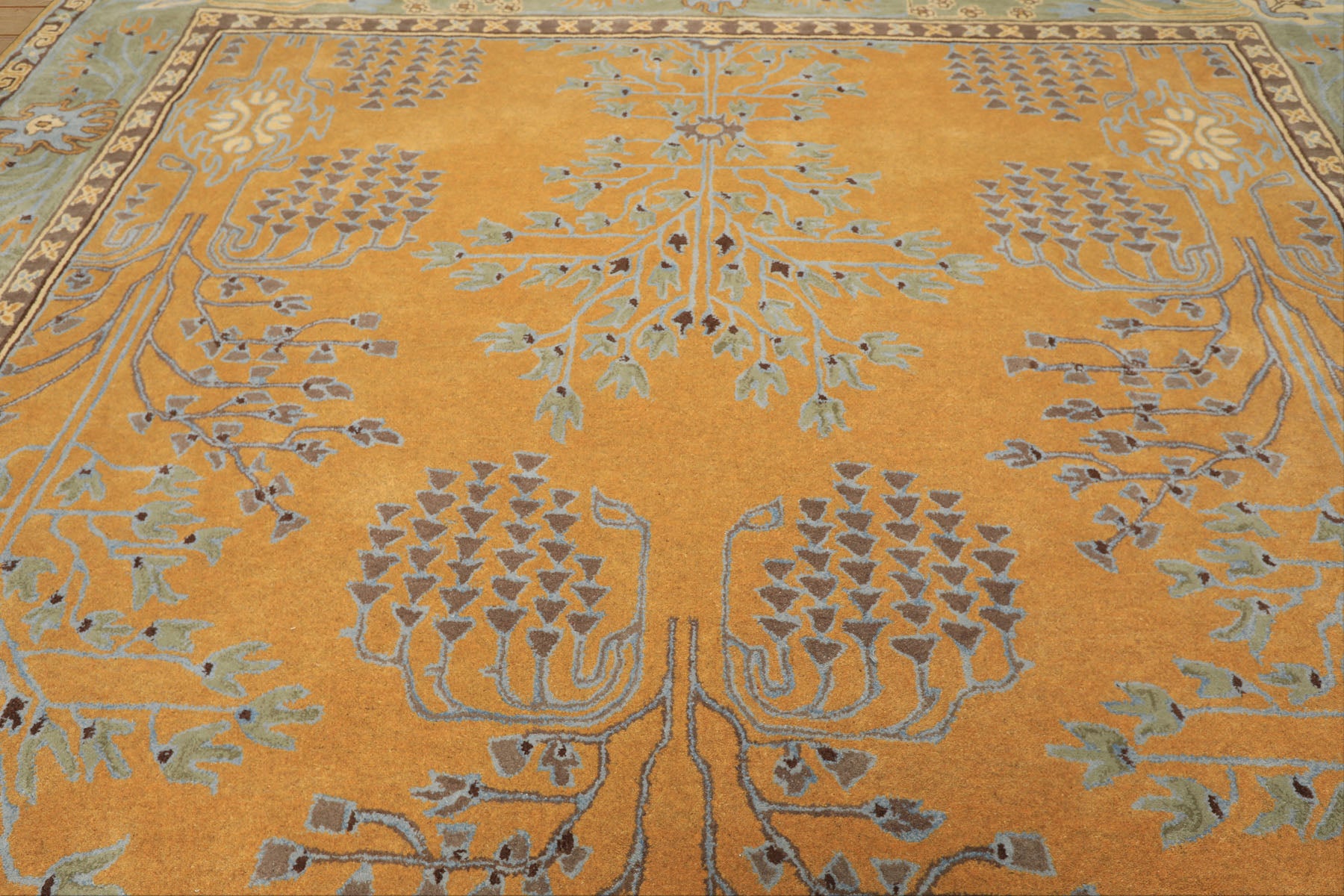 Multi Size Gold Brown Taupe Color Hand Tufted Donegal Wool Arts & Crafts/Mission Oriental Rug