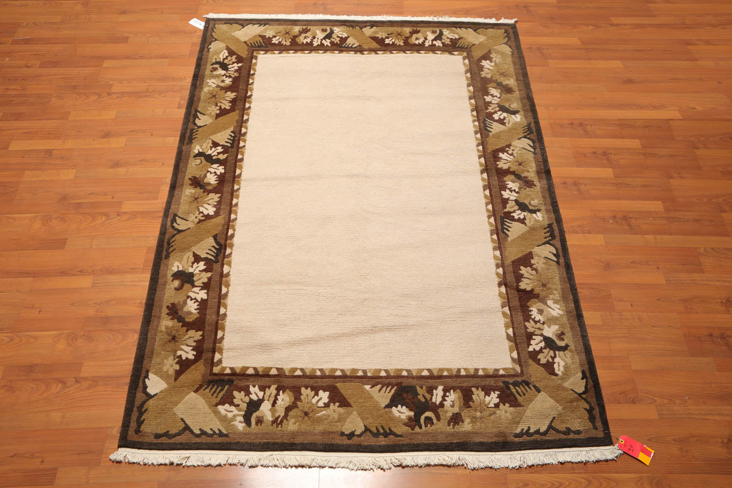 5x7 Beige, Brown, Charcoal Color Hand Knotted All-Over 100% Wool Traditional-Persian/Oriental Oriental Rug