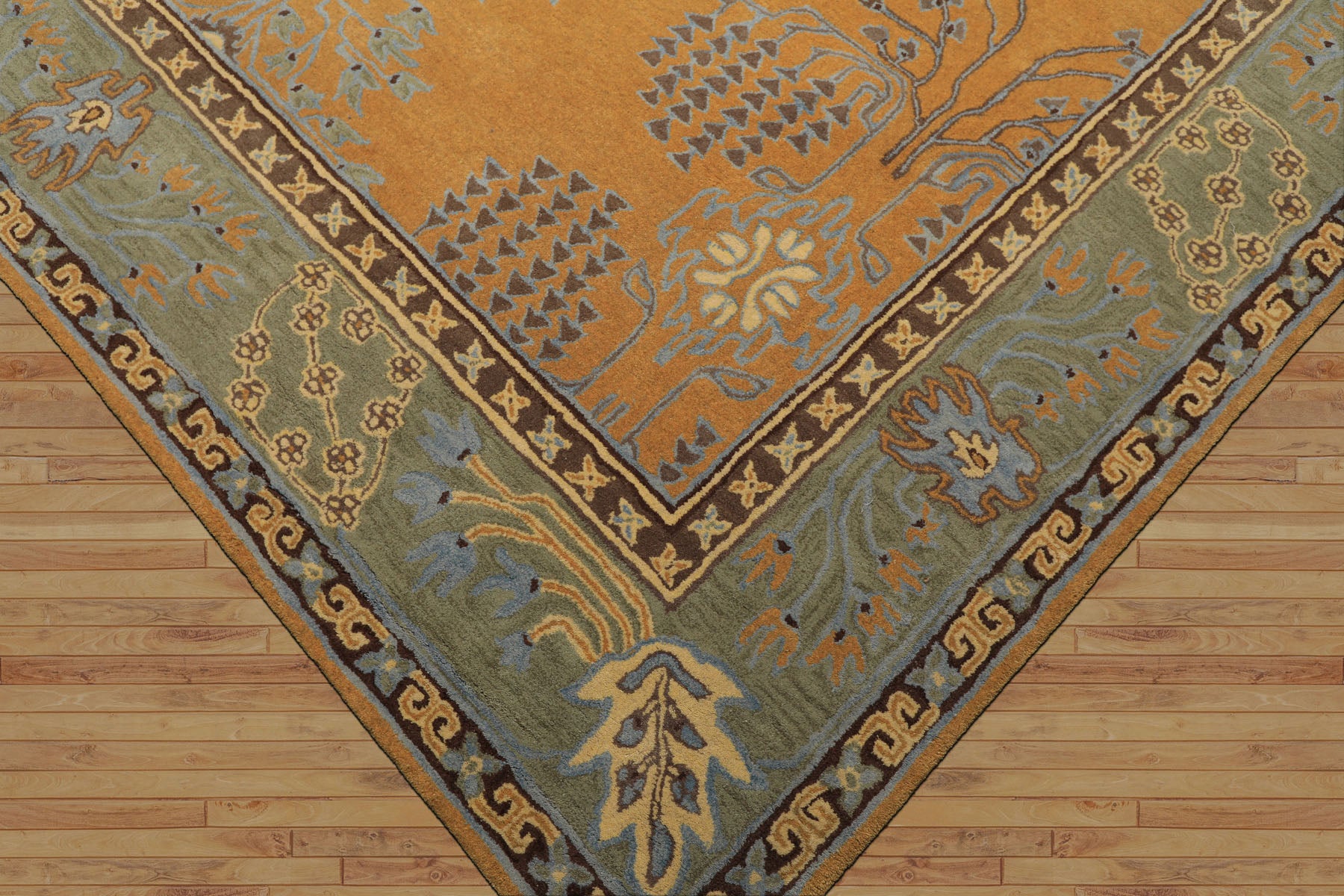 Multi Size Gold Brown Taupe Color Hand Tufted Donegal Wool Arts & Crafts/Mission Oriental Rug