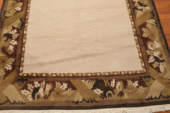 5x7 Beige, Brown, Charcoal Color Hand Knotted All-Over 100% Wool Traditional-Persian/Oriental Oriental Rug