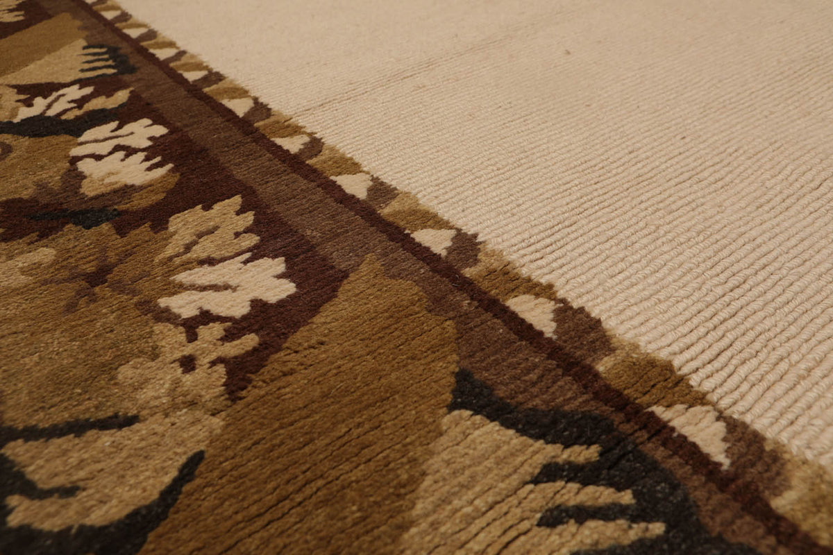 5x7 Beige, Brown, Charcoal Color Hand Knotted All-Over 100% Wool Traditional-Persian/Oriental Oriental Rug