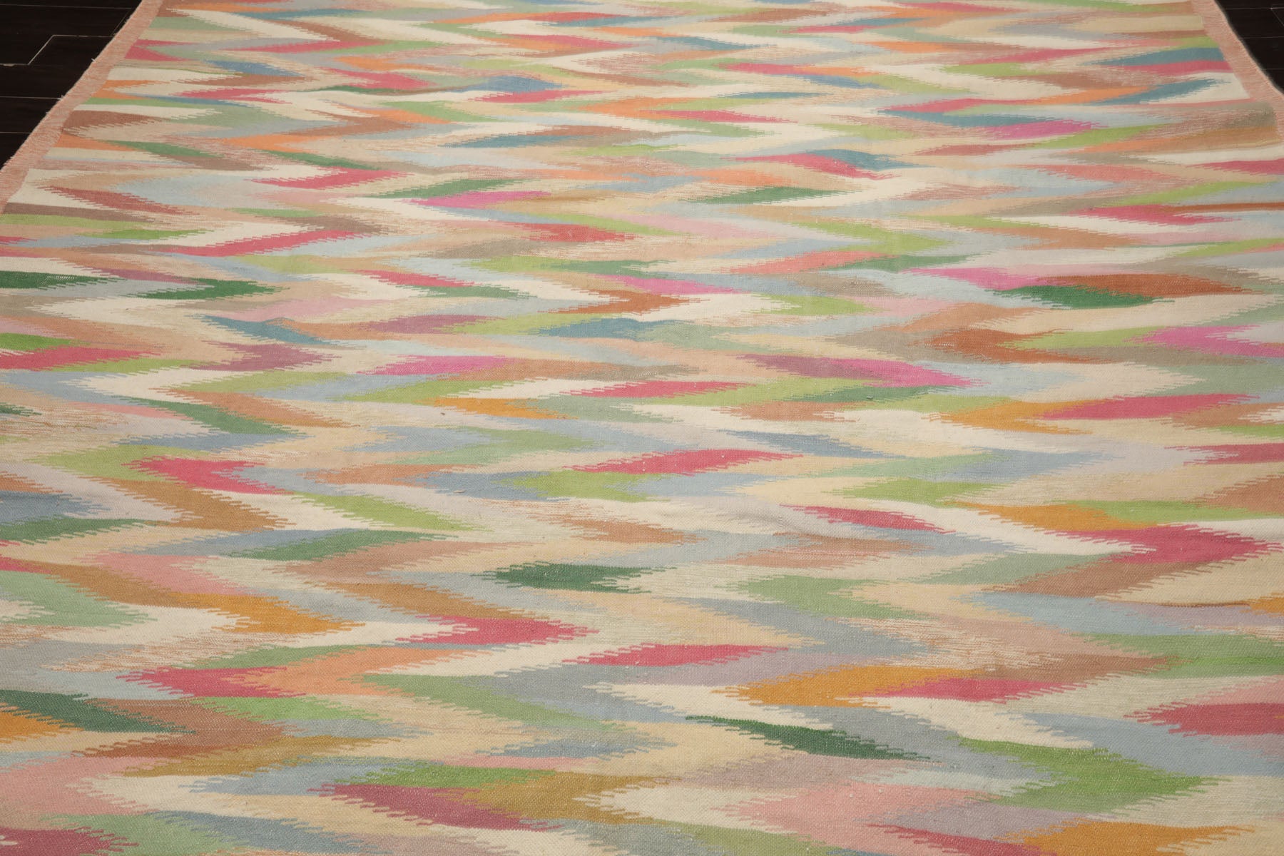 9x12 Ivory, Rose, Orange Color Hand Woven Kilim Wool Modern Oriental Rug