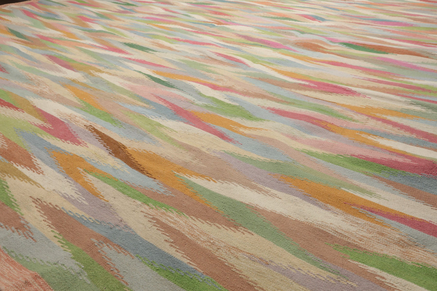 9x12 Ivory, Rose, Orange Color Hand Woven Kilim Wool Modern Oriental Rug