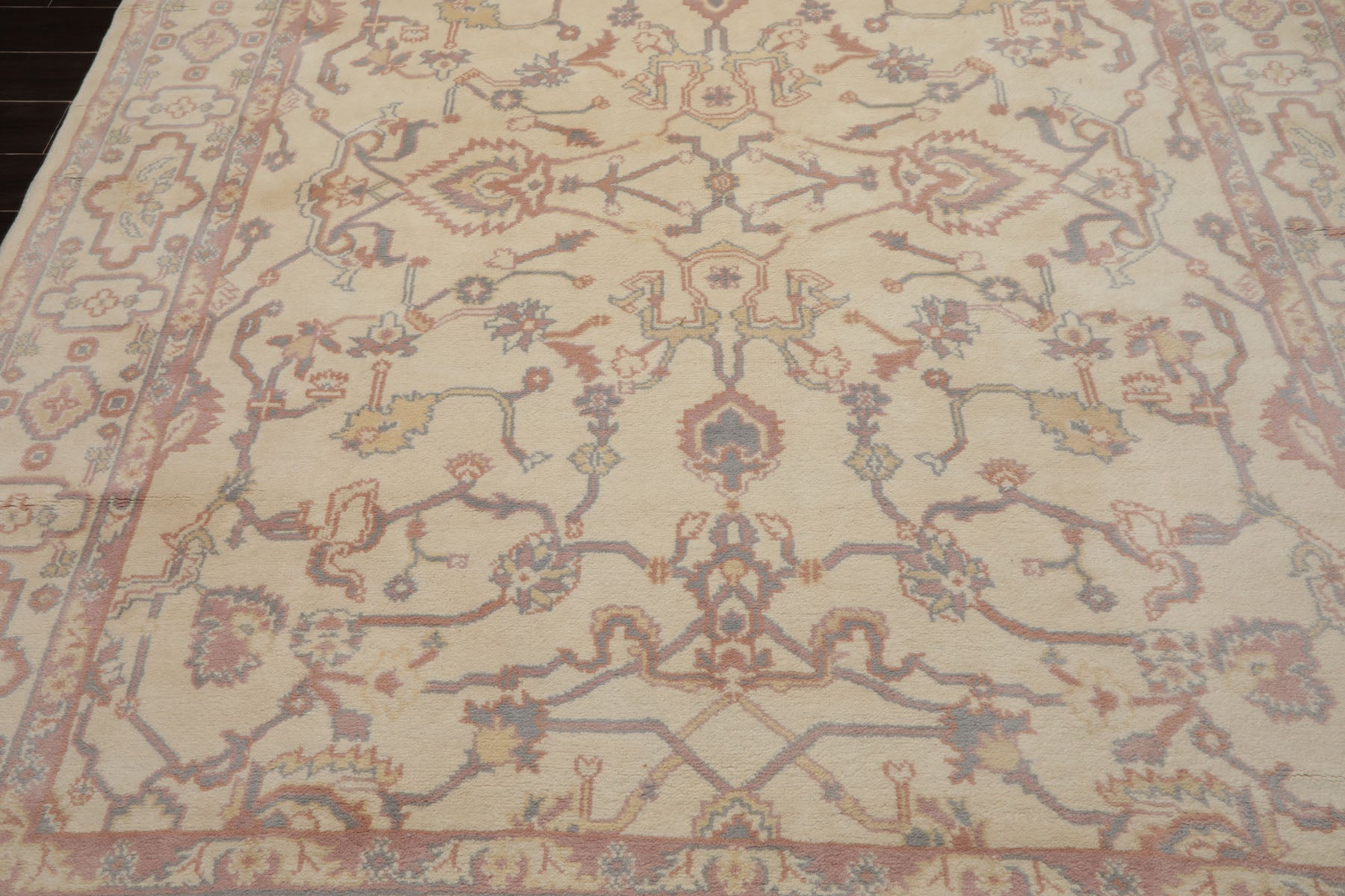 8x10 Ivory, Rose, Gray Color Hand Knotted Heriz New Zealand Wool Traditional Oriental Rug