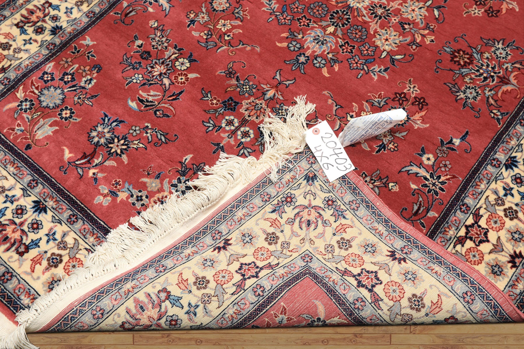 4x6 Rose, Ivory, Aqua Color Hand Knotted Pak Persian Sarouk New Zealand Wool Traditional Oriental Rug