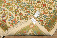4x6 Ivory, Lime, Turquoise Color Hand Knotted Indo Kashan Wool Traditional Oriental Rug