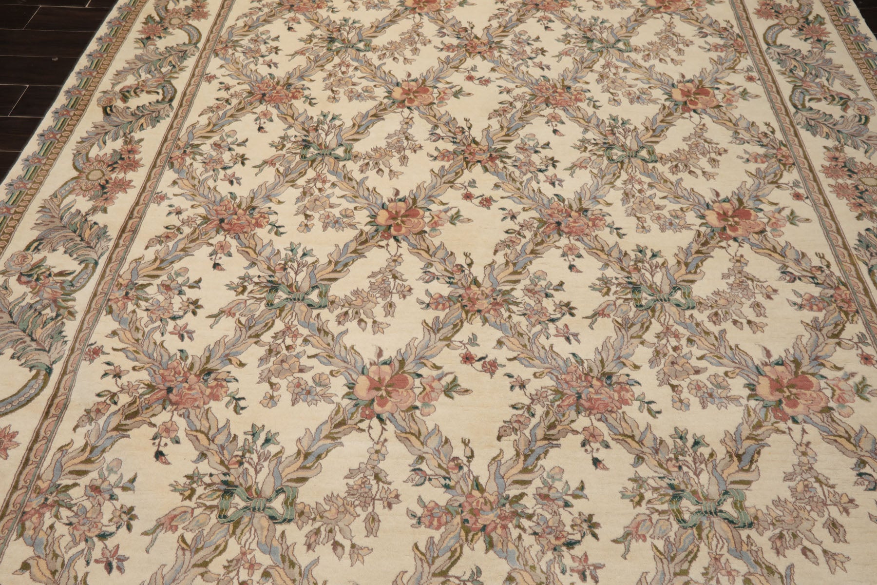 8x10 Ivory, Rose, Taupe Color Hand Knotted Pak Persian Wool Traditional Oriental Rug