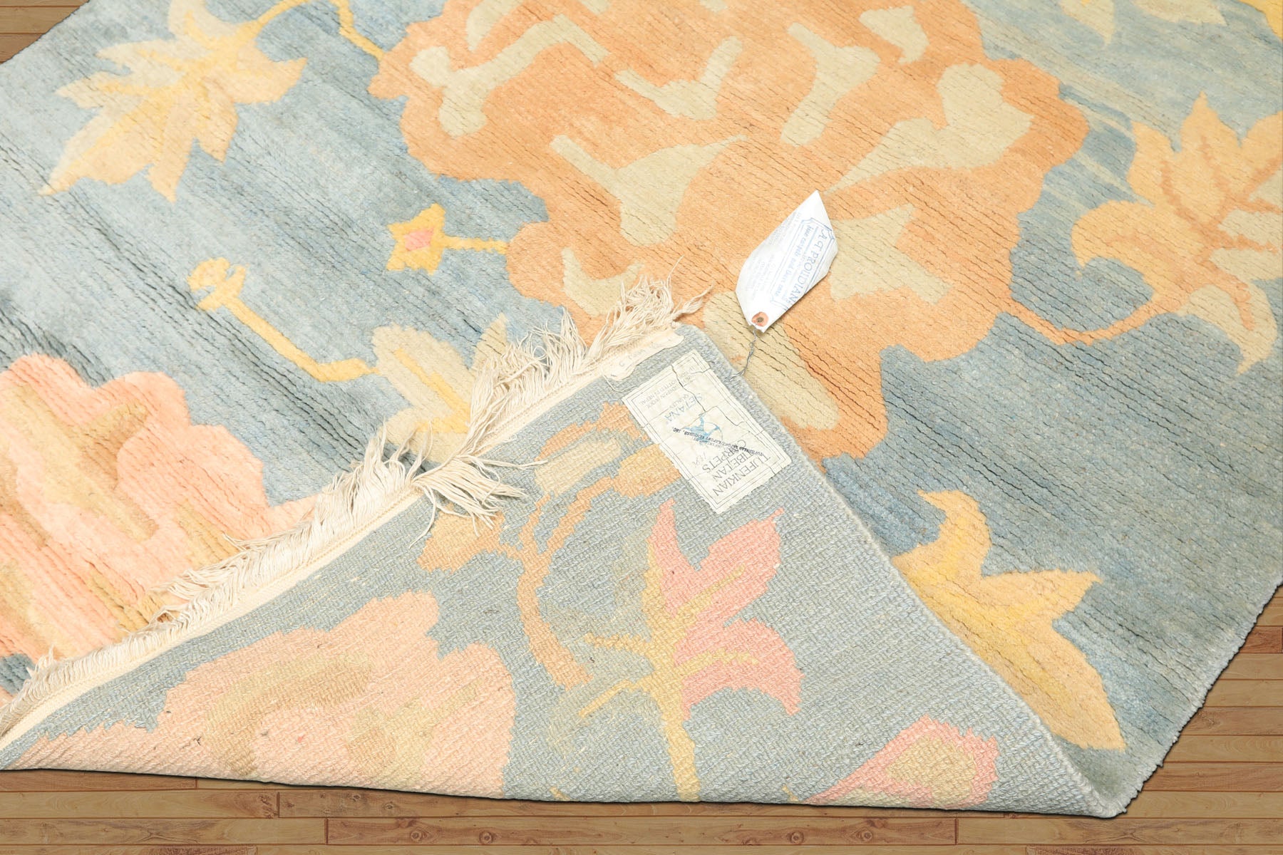 4x6 Blue, Blush, Peach Color Hand Knotted Tibetan Wool Transitional Oriental Rug