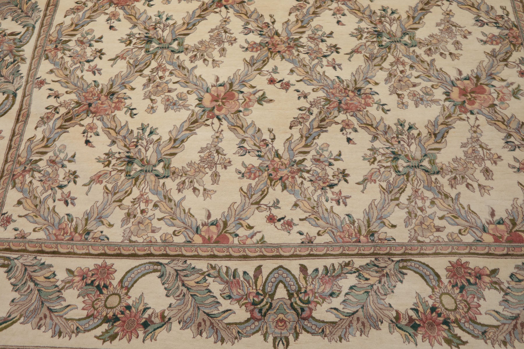 8x10 Ivory, Rose, Taupe Color Hand Knotted Pak Persian Wool Traditional Oriental Rug