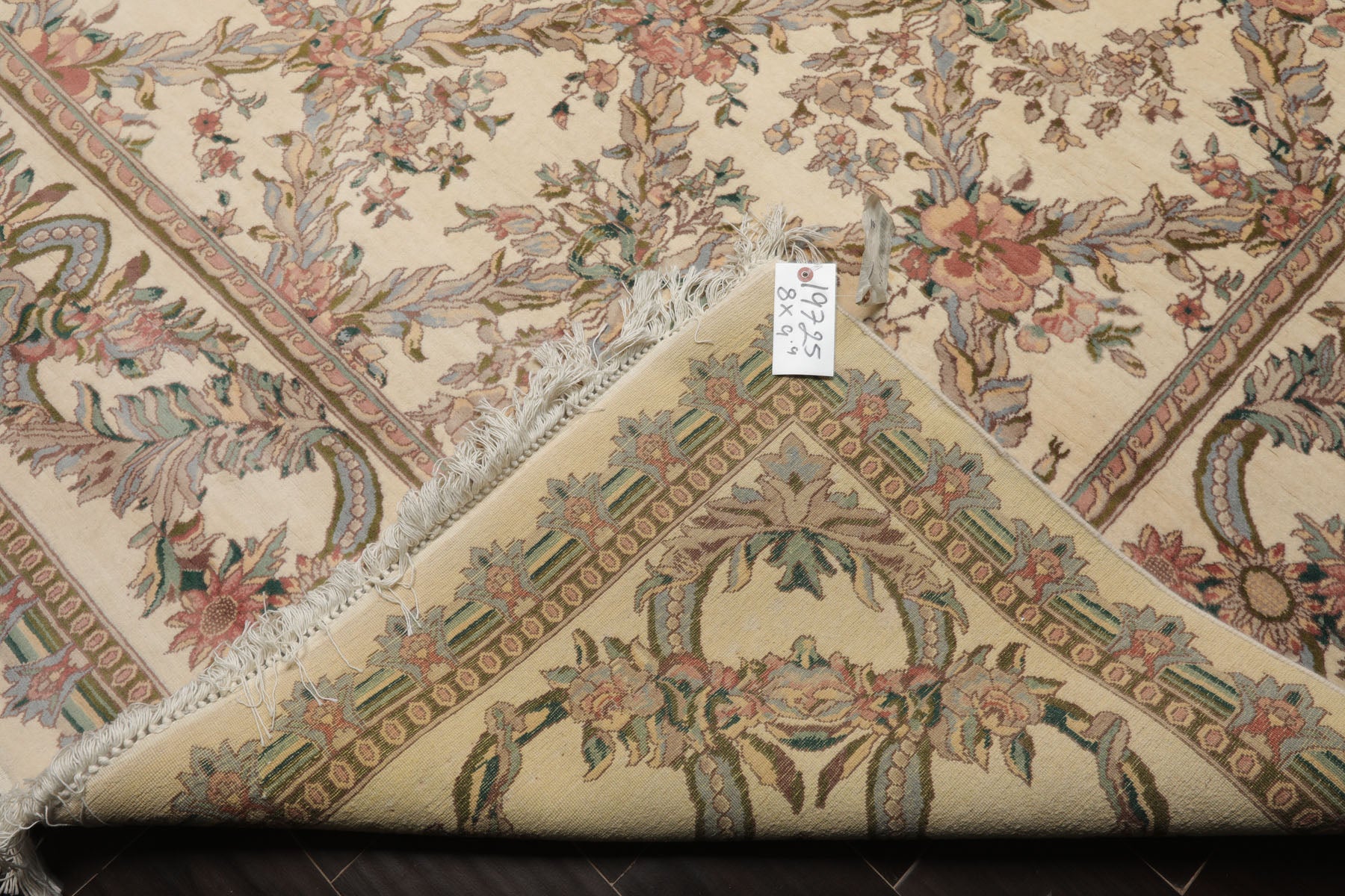 8x10 Ivory, Rose, Taupe Color Hand Knotted Pak Persian Wool Traditional Oriental Rug