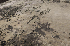 3x5 Gray, Ivory, Charcoal Color Hand Knotted All-Over Wool & Silk Modern Oriental Rug