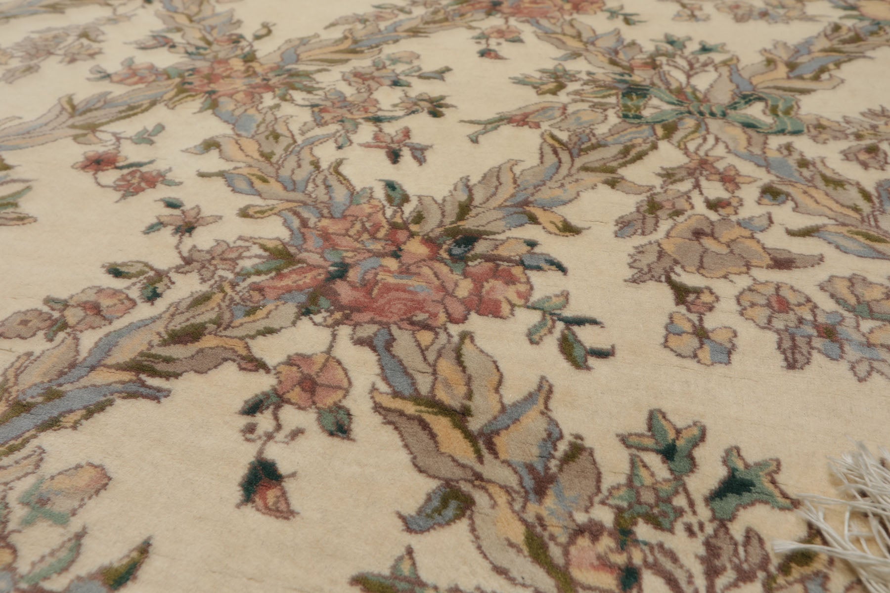 8x10 Ivory, Rose, Taupe Color Hand Knotted Pak Persian Wool Traditional Oriental Rug