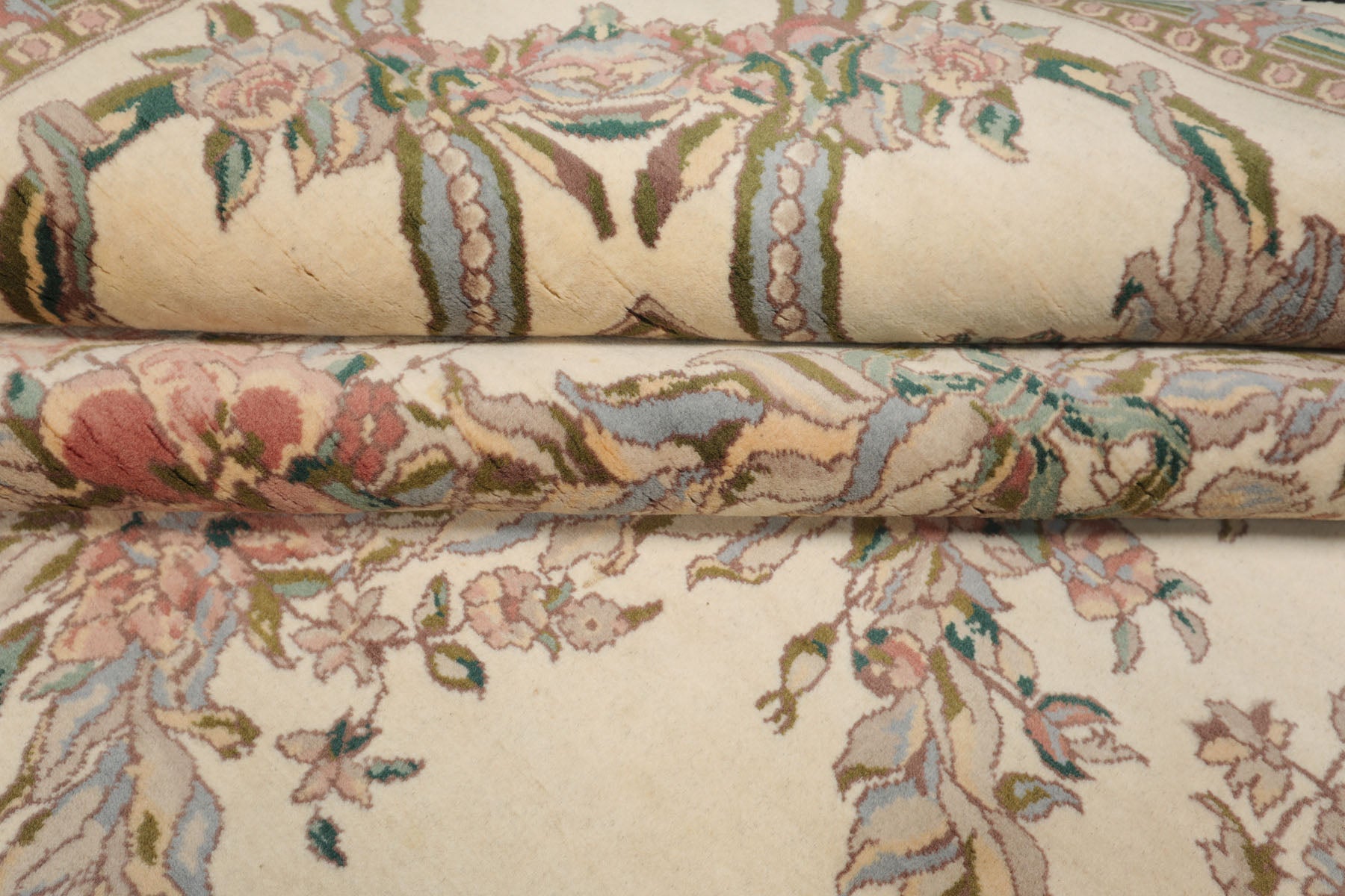 8x10 Ivory, Rose, Taupe Color Hand Knotted Pak Persian Wool Traditional Oriental Rug