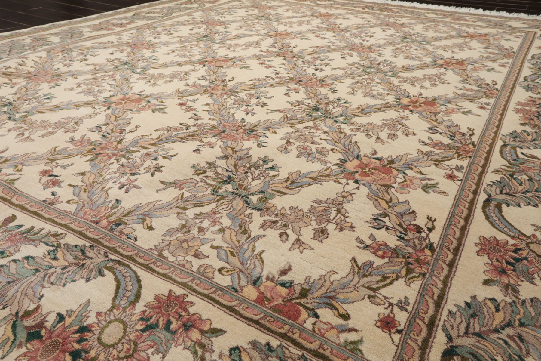 8x10 Ivory, Rose, Taupe Color Hand Knotted Pak Persian Wool Traditional Oriental Rug