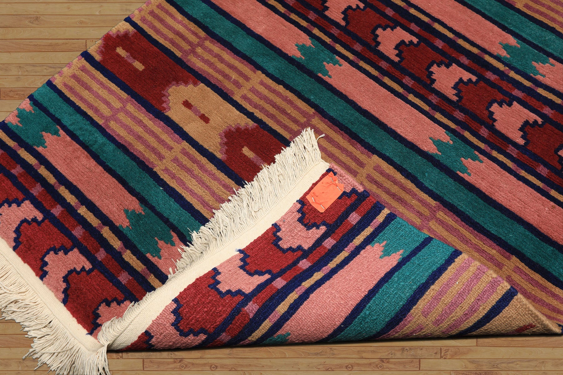 4x6 Turquoise, Blush, Lavender Color Hand Knotted Tibetan Wool Modern & Contemporary Oriental Rug