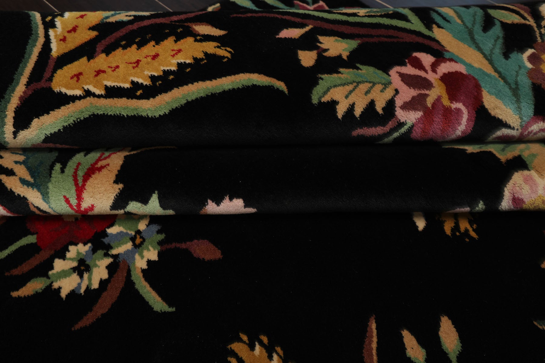 8x10 Black, Gold, Red Color Hand Knotted Art Deco New Zealand Wool Transitional Oriental Rug