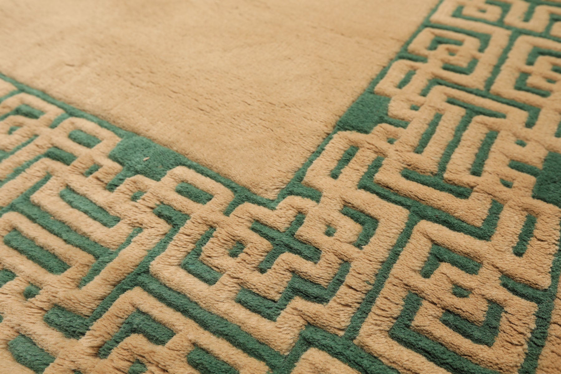 4x6 Tan, Green, Color Hand Knotted Indo Tibetan Wool Transitional Oriental Rug