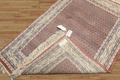 4x6 Rose, Ivory, Taupe Color Hand Knotted Boteh Wool Traditional Oriental Rug