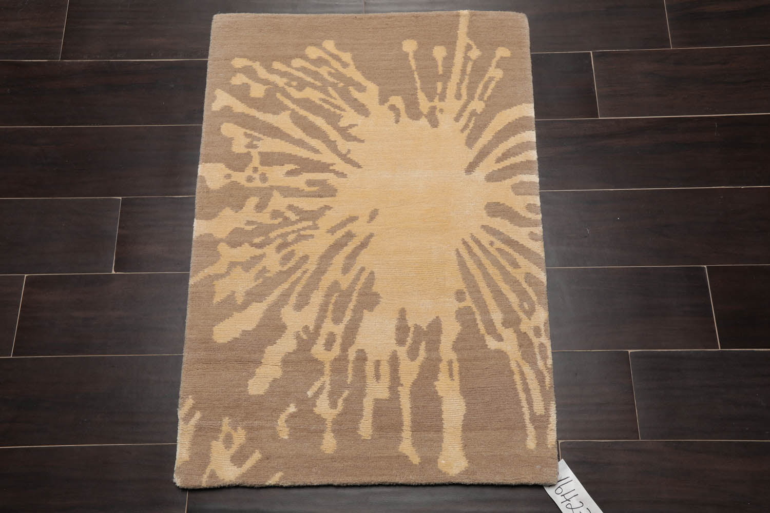 2x3 Tone on Tone Beige, , Color Hand Knotted All-Over Wool & Silk Modern Oriental Rug