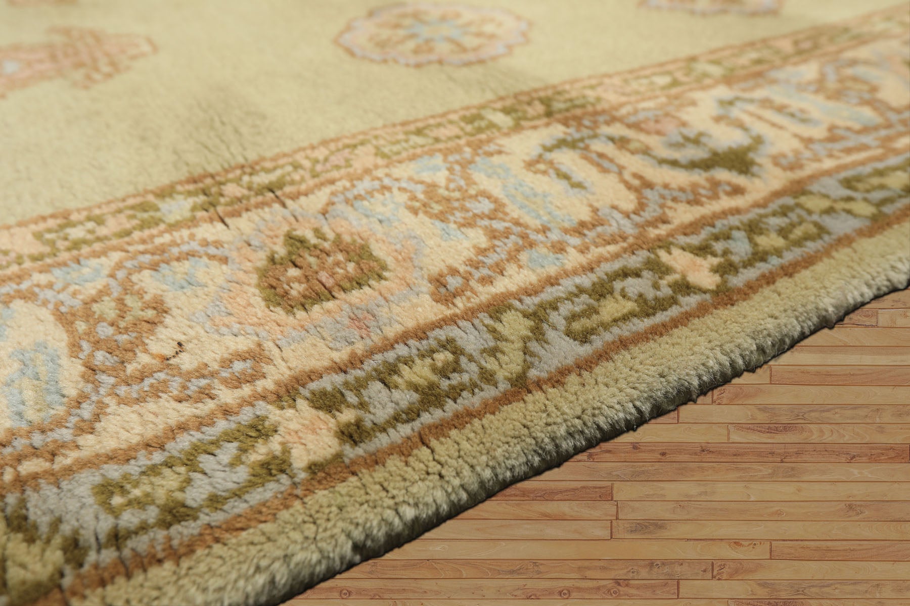 4x6 Sage, Beige, Rose Color Hand Knotted French Aubusson Wool Traditional Oriental Rug