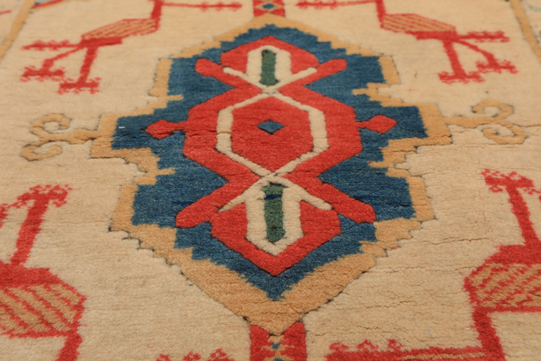 3x5 Light Peach, Coral, Aqua Color Hand Knotted Turkish Kula Wool Traditional Oriental Rug