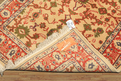 4x6 Ivory, Teracotta, Green Color Hand Knotted Indo Kashan Wool Traditional Oriental Rug