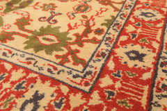 4x6 Ivory, Teracotta, Green Color Hand Knotted Indo Kashan Wool Traditional Oriental Rug