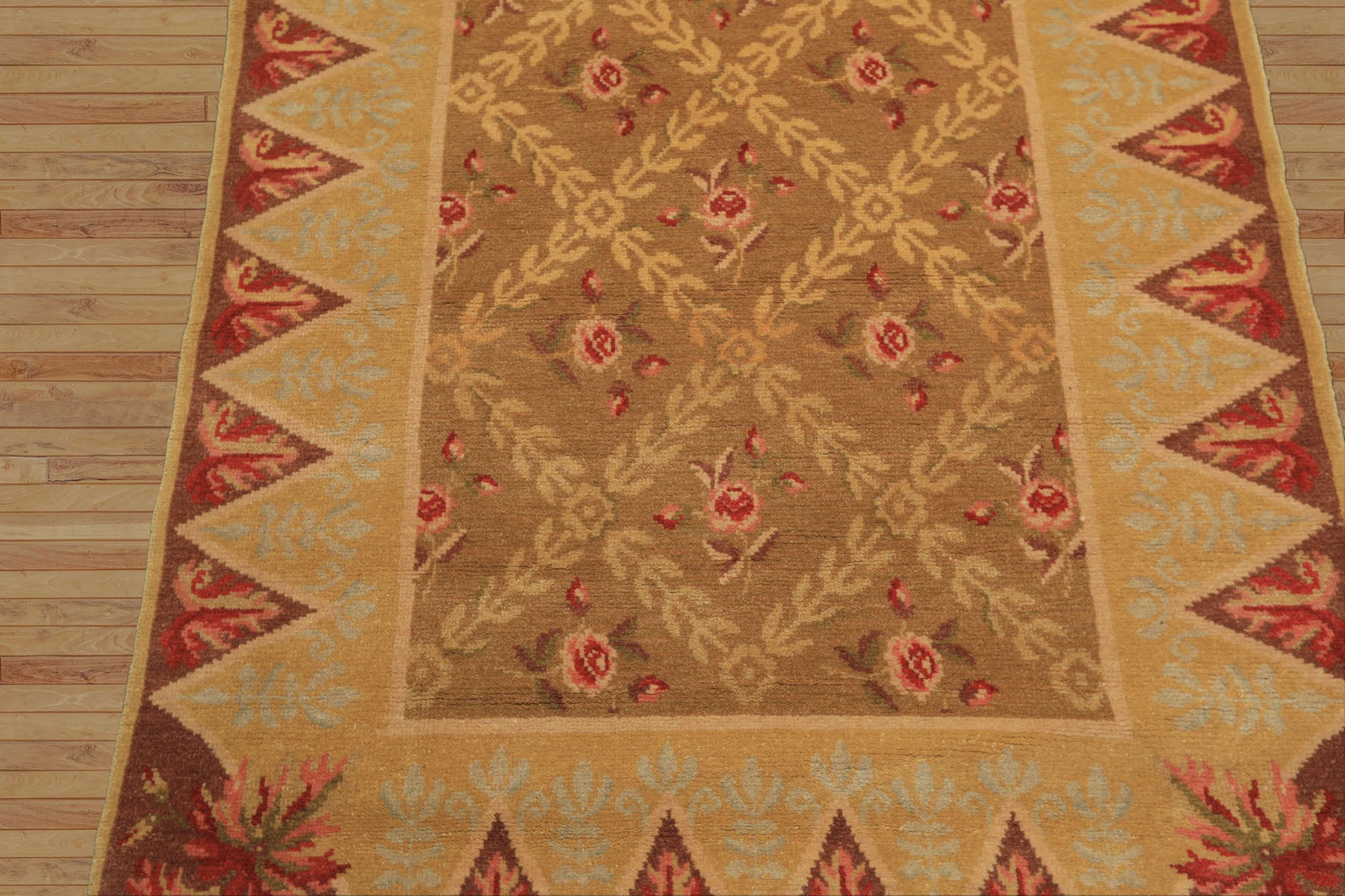 4x6 Brown, Gold, Green Color Hand Knotted Caucasian Wool Traditional Oriental Rug