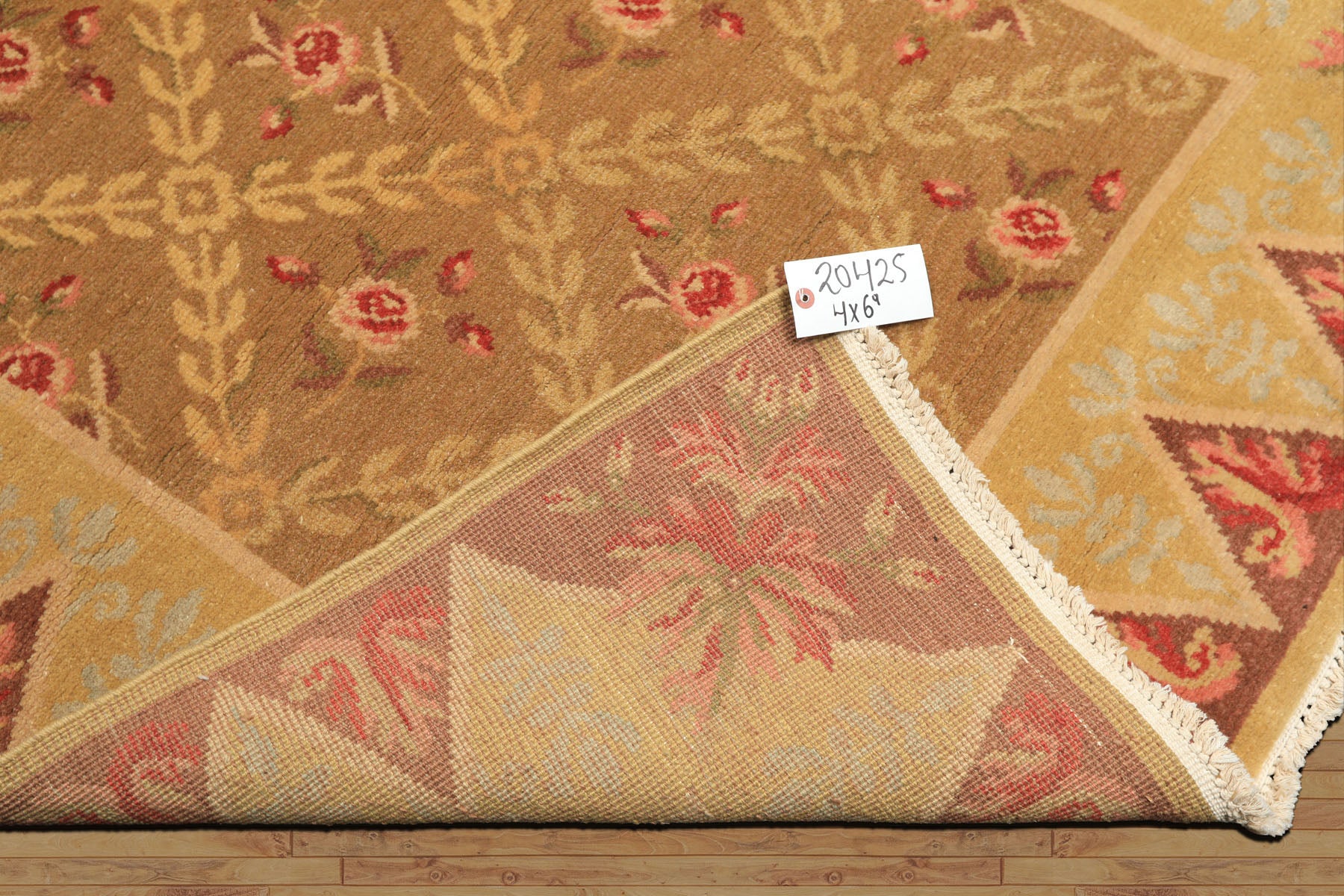 4x6 Brown, Gold, Green Color Hand Knotted Caucasian Wool Traditional Oriental Rug