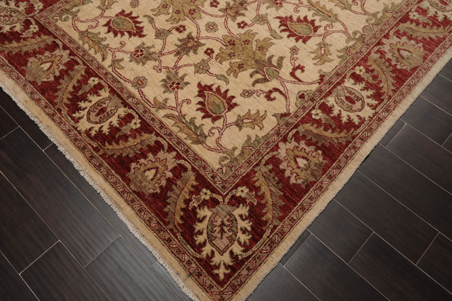 6x9 Beige, Rust, Sage Color Hand Knotted All-Over 100% Wool Arts And Crafts Oriental Rug