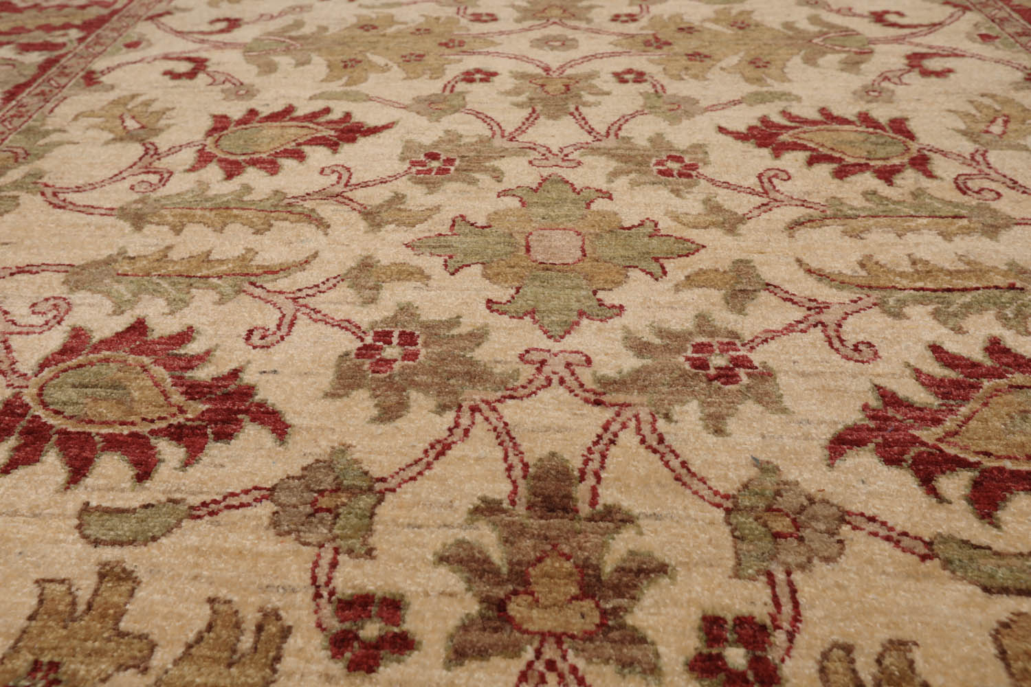 6x9 Beige, Rust, Sage Color Hand Knotted All-Over 100% Wool Arts And Crafts Oriental Rug