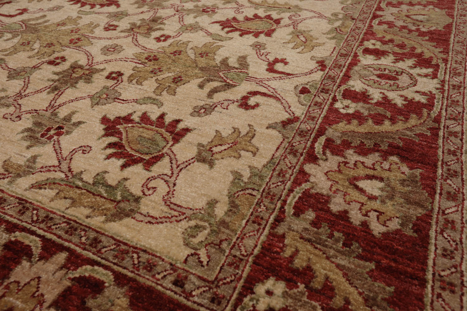 6x9 Beige, Rust, Sage Color Hand Knotted All-Over 100% Wool Arts And Crafts Oriental Rug