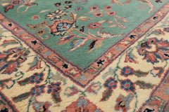 4x6 Turquoise, Ivory, Rose Color Hand Knotted Indo Kashan Wool Traditional Oriental Rug