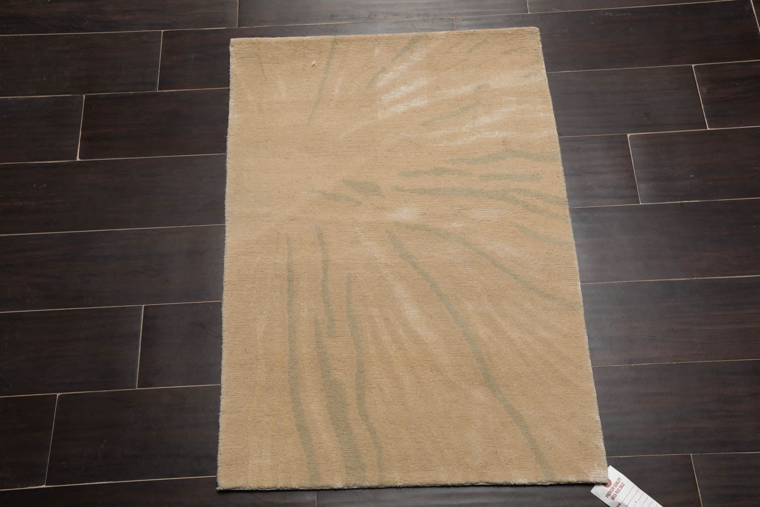 2x3 Beige, Gray, Color Hand Knotted All-Over Wool & Silk Modern Oriental Rug