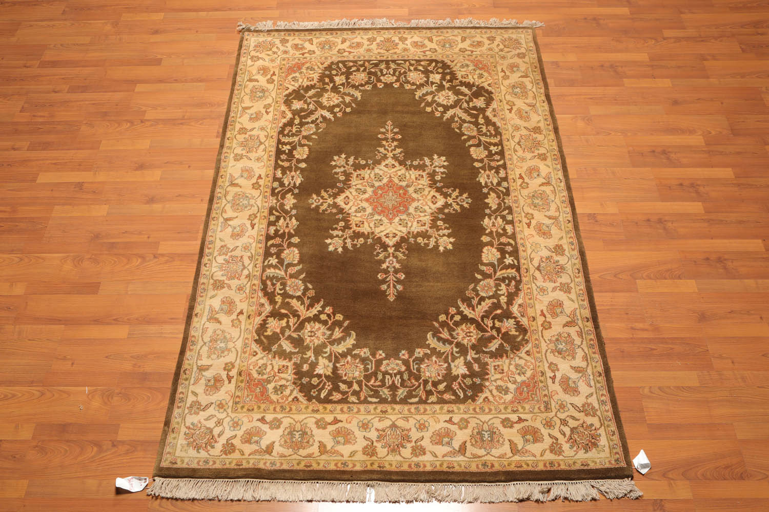 5x7 Mocha, Gold, Rust Color Hand Knotted All-Over 100% Wool Traditional-Persian/Oriental Oriental Rug