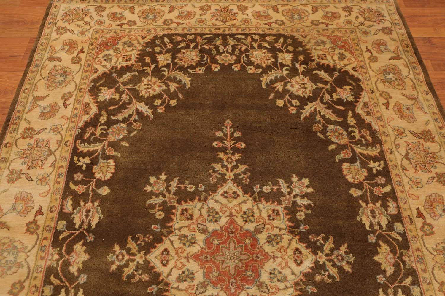 5x7 Mocha, Gold, Rust Color Hand Knotted All-Over 100% Wool Traditional-Persian/Oriental Oriental Rug