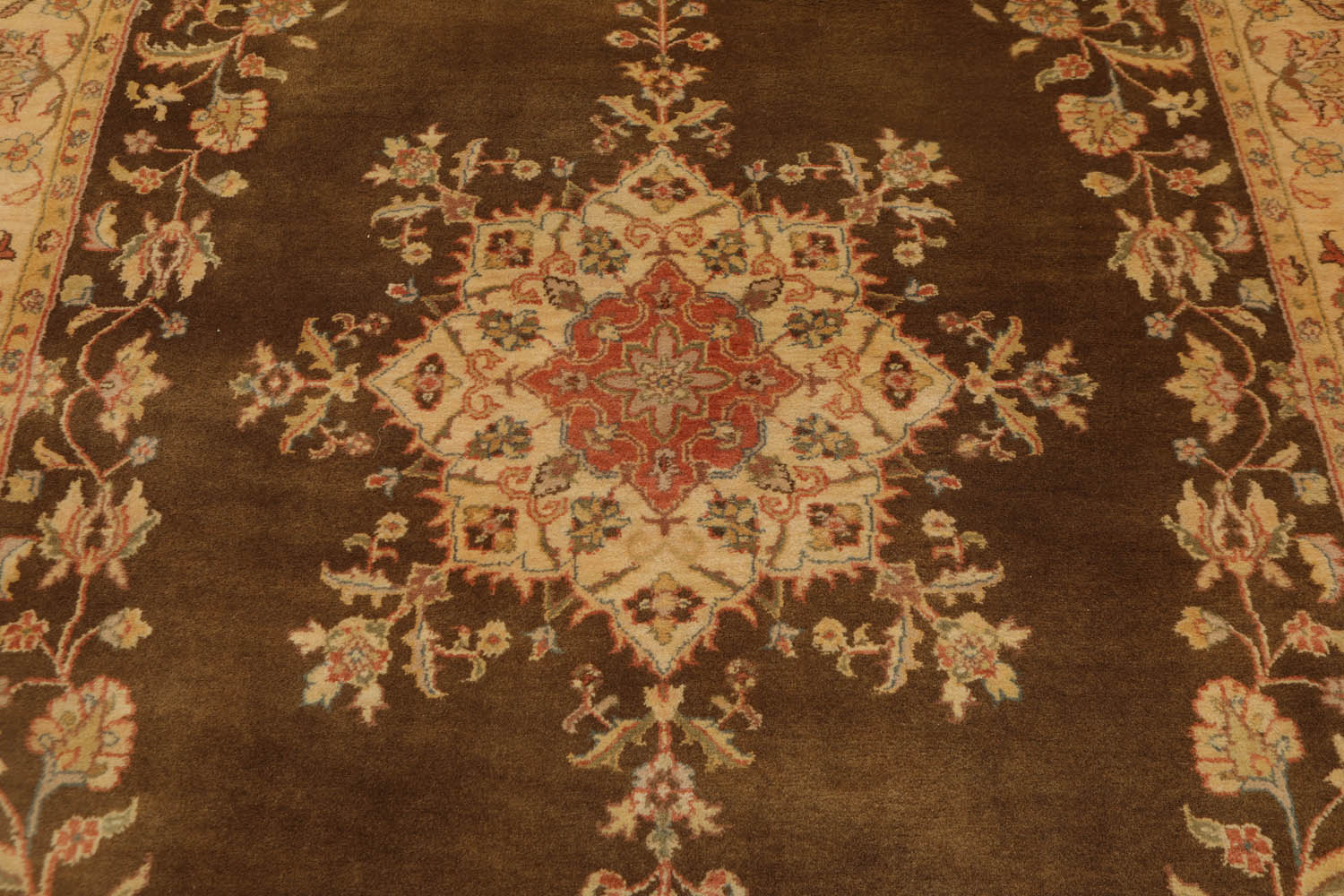 5x7 Mocha, Gold, Rust Color Hand Knotted All-Over 100% Wool Traditional-Persian/Oriental Oriental Rug