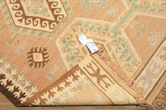 6x9 Tan, Light Peach, Ivory Color Hand Woven Kilim Wool Traditional Oriental Rug