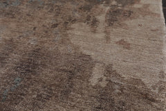 2x3 Gray, Taupe, Brown Color Hand Knotted All-Over Wool & Silk Transitional Oriental Rug