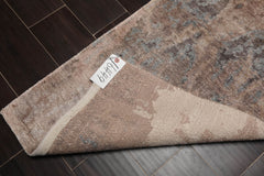 2x3 Gray, Taupe, Brown Color Hand Knotted All-Over Wool & Silk Transitional Oriental Rug