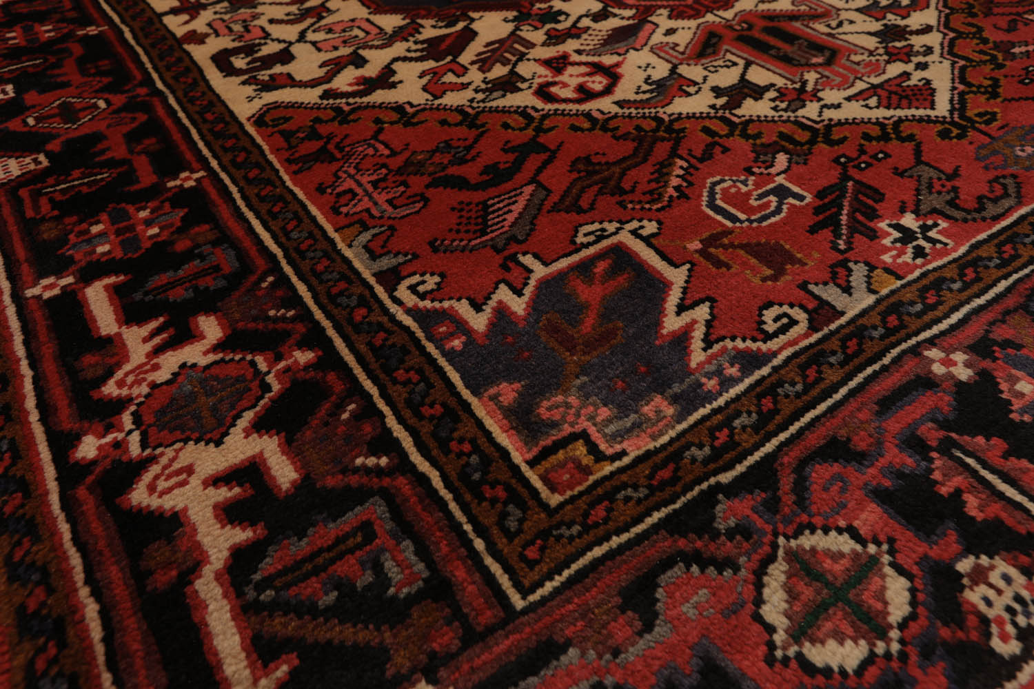 5x7 Red, Red, Black Color Hand Knotted All-Over 100% Wool Traditional Oriental Rug