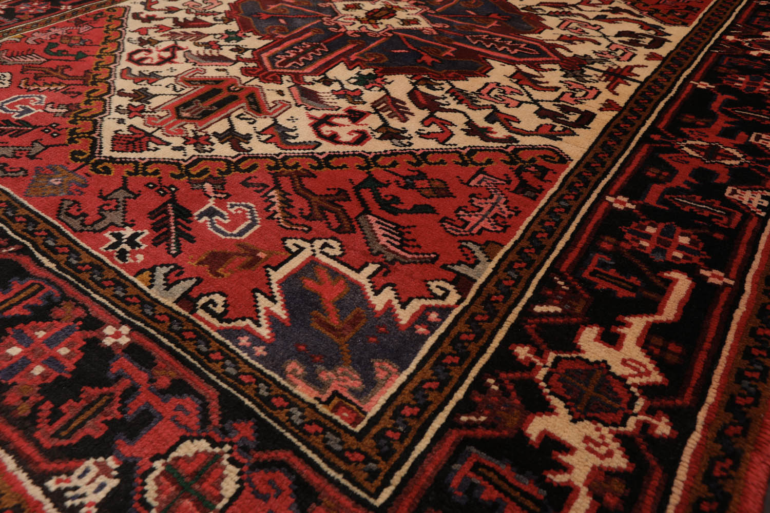 5x7 Red, Red, Black Color Hand Knotted All-Over 100% Wool Traditional Oriental Rug