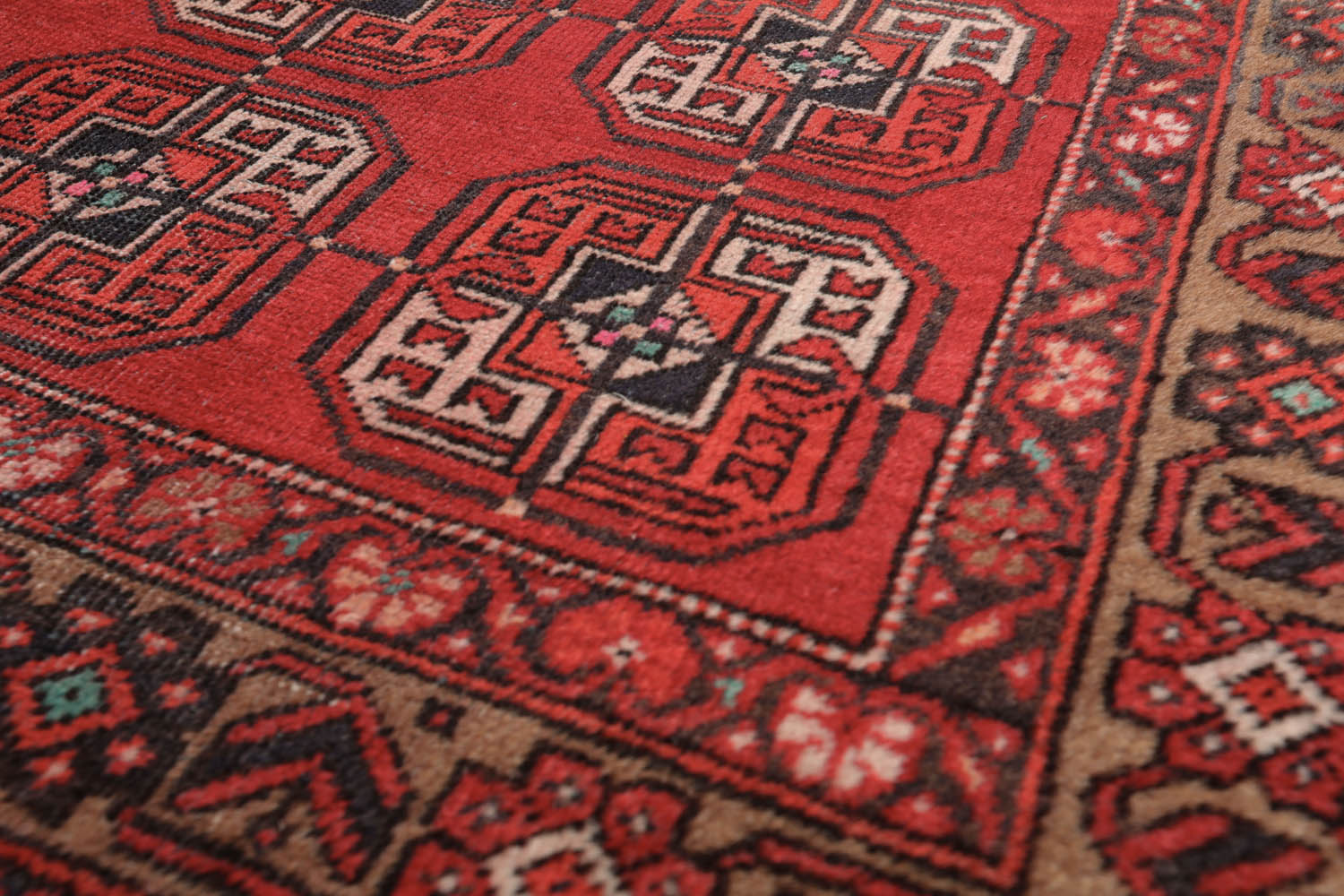 4x6 Red, Tan, Charcoal Color Hand Knotted All-Over 100% Wool Traditional Oriental Rug
