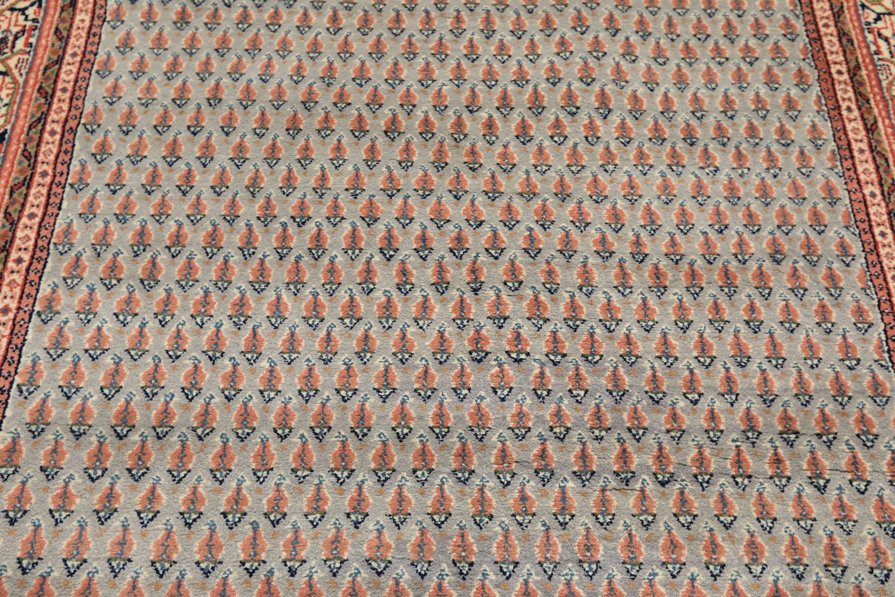 4x6 Slate, Ivory, Rose Color Hand Knotted Boteh Wool Traditional Oriental Rug