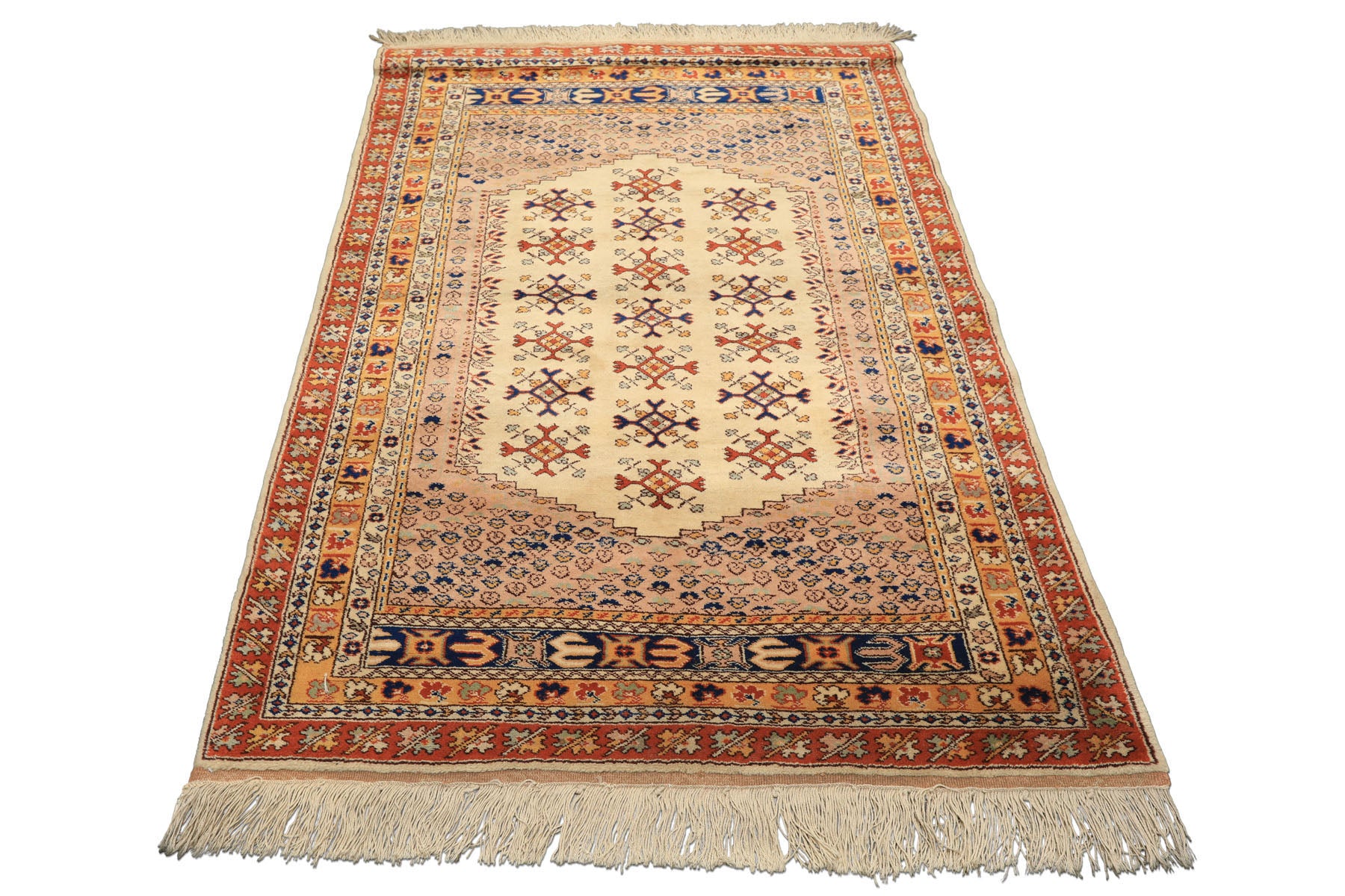 4x6 Beige, Burnt Orange, Gold Color Hand Knotted Turkish Kula Wool Traditional Oriental Rug